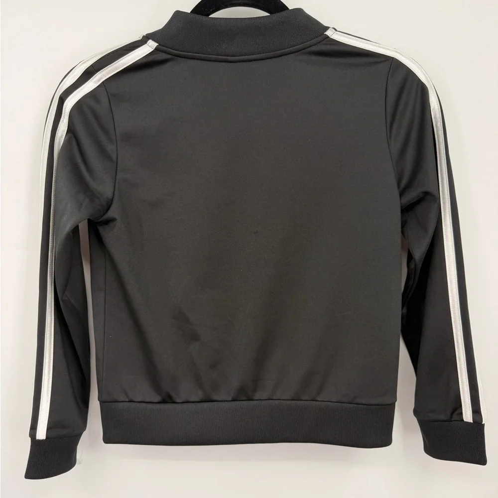 Adidas Kids Black Track Jacket Full Zip 3 Stripe Size S 7/8